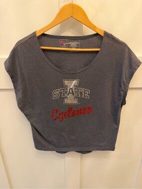 Women’s Iowa State University ISU Cyclones Cropped Tee T-Shirt Gray Size Medium
